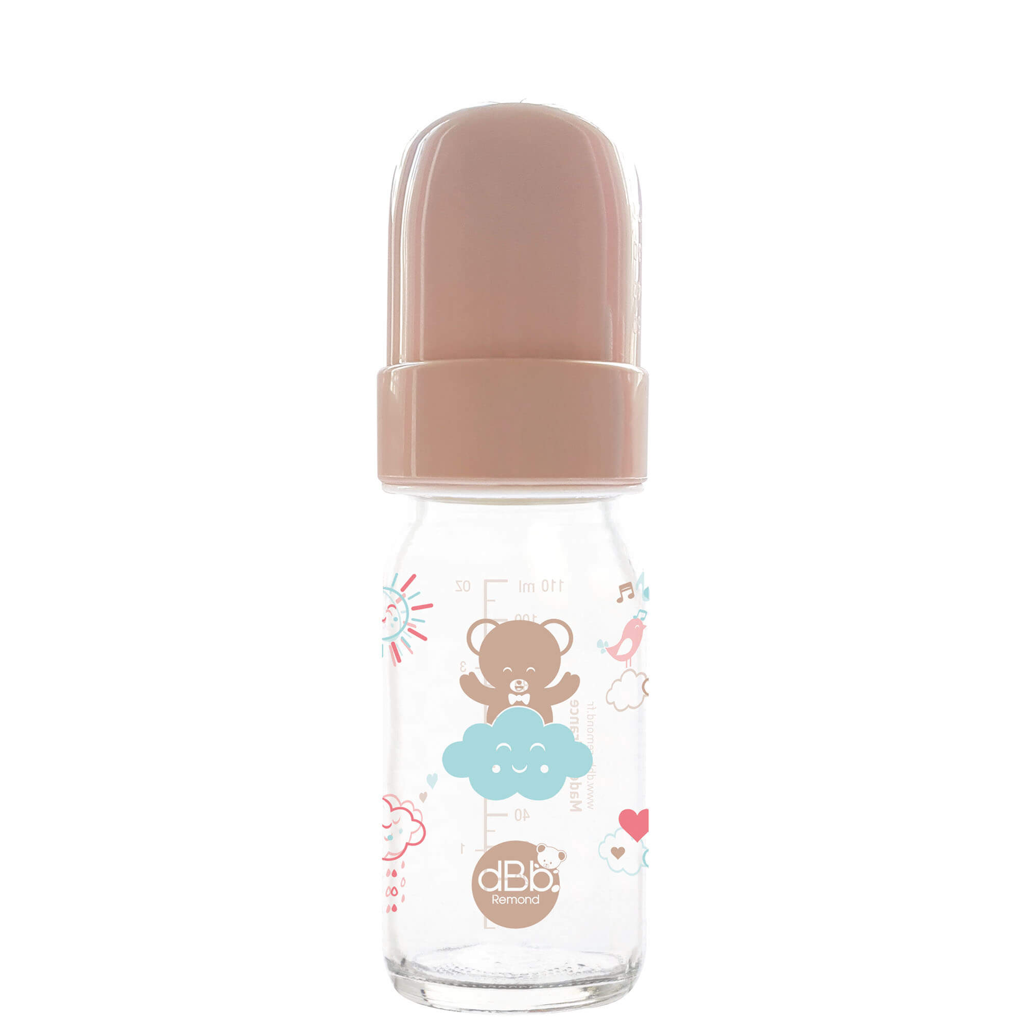 Biberon verre Ourson 240 ml Régul'air tétine nouveau-né silicone taupe -  Made in Bébé